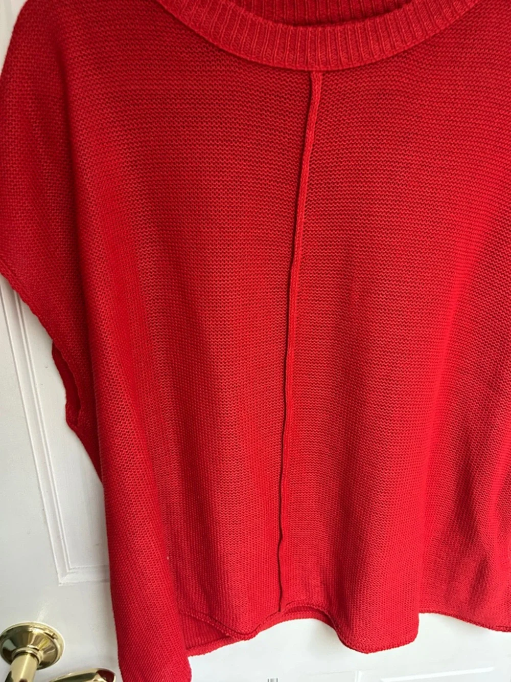 SHEIN Red Knit Cap Sleeve Sweater Top - Picture 3 of 5